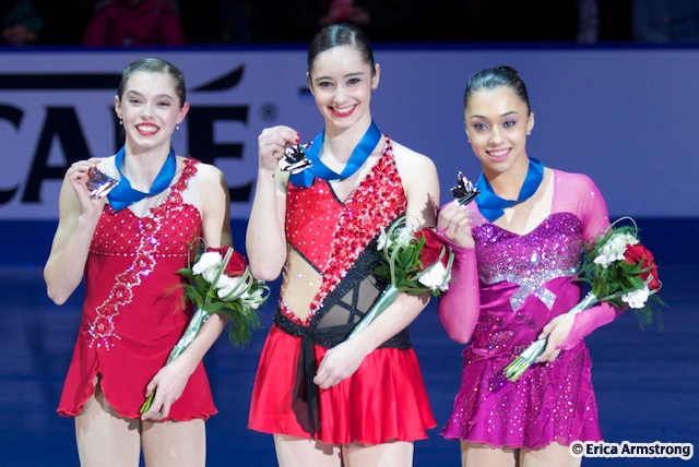 Gabrielle Daleman (right), 15, Newmarket, won silver and Alaine Chartrand (left), 16, Prescott, won bronze.
